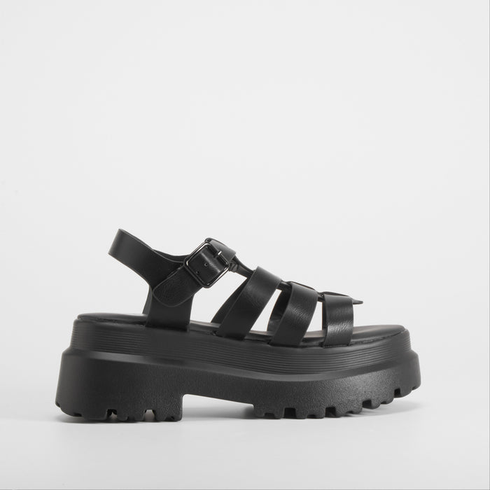 Sandalia tiras chunky negra NYC
