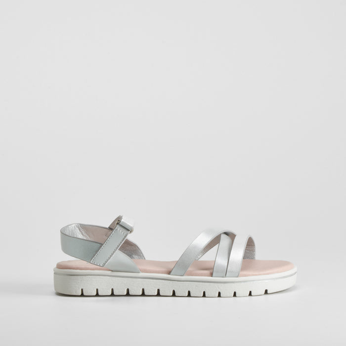 Sandalia de tiras velcro plata OH GIRL