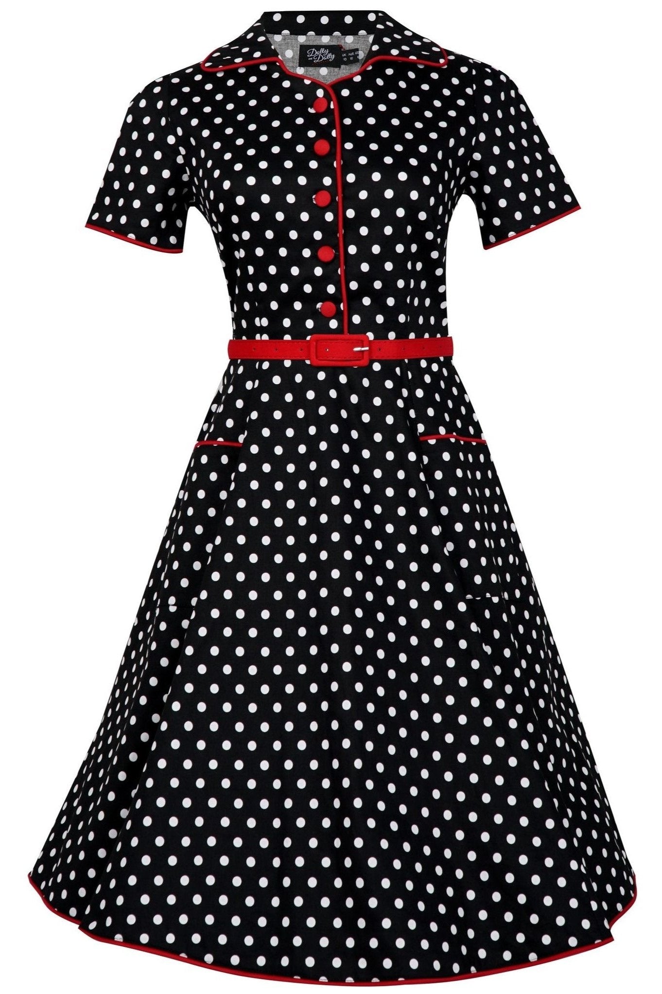 Penelope 50's Rockabilly Polka Dot Shirt Dress in Black