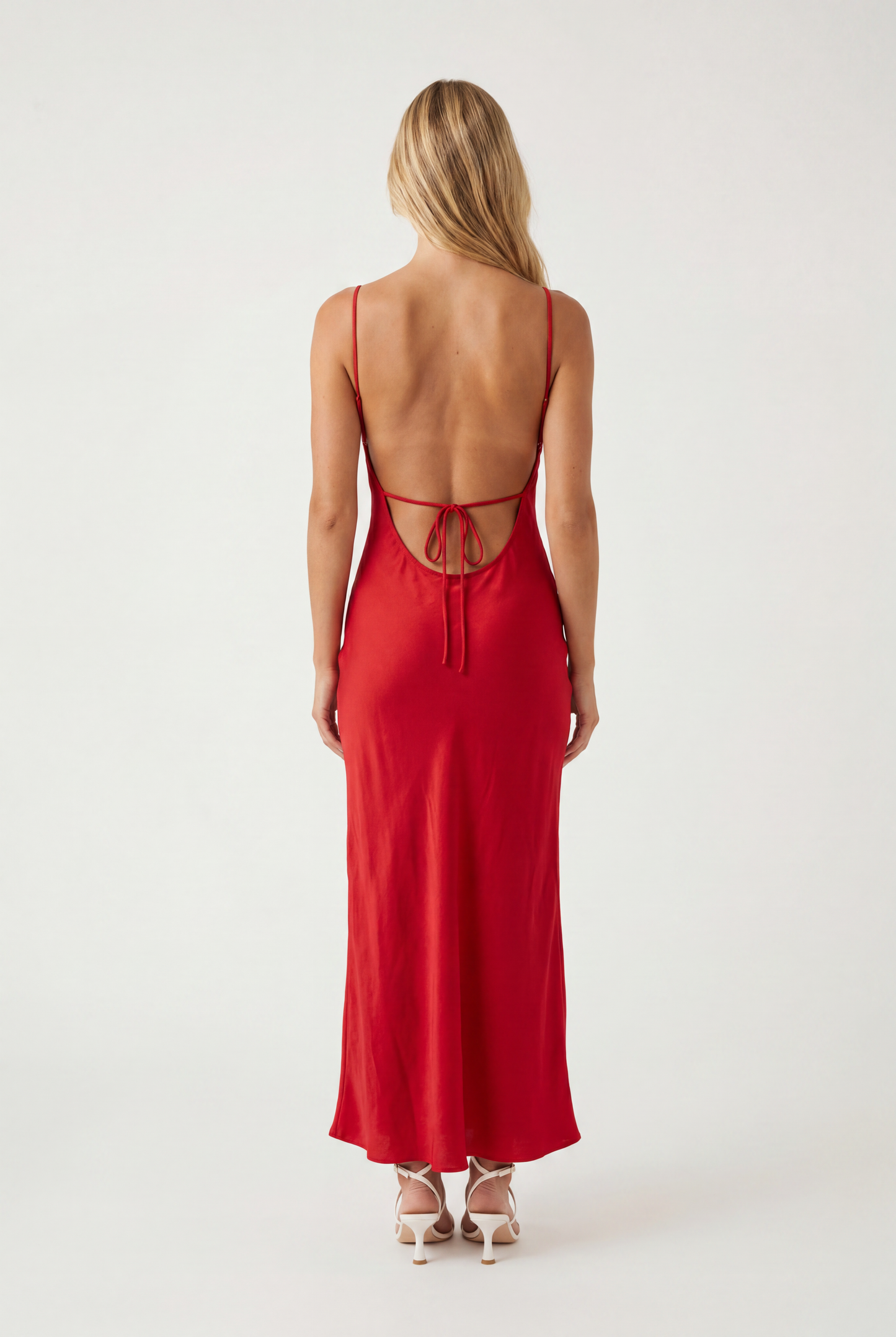 Arden Key Hole Linen Red Dress