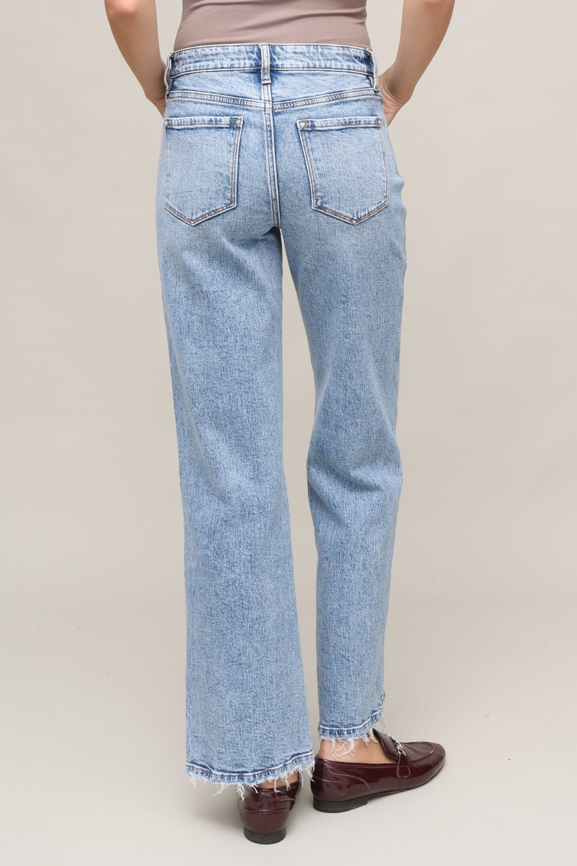 Mid Rise Slim Wide Leg