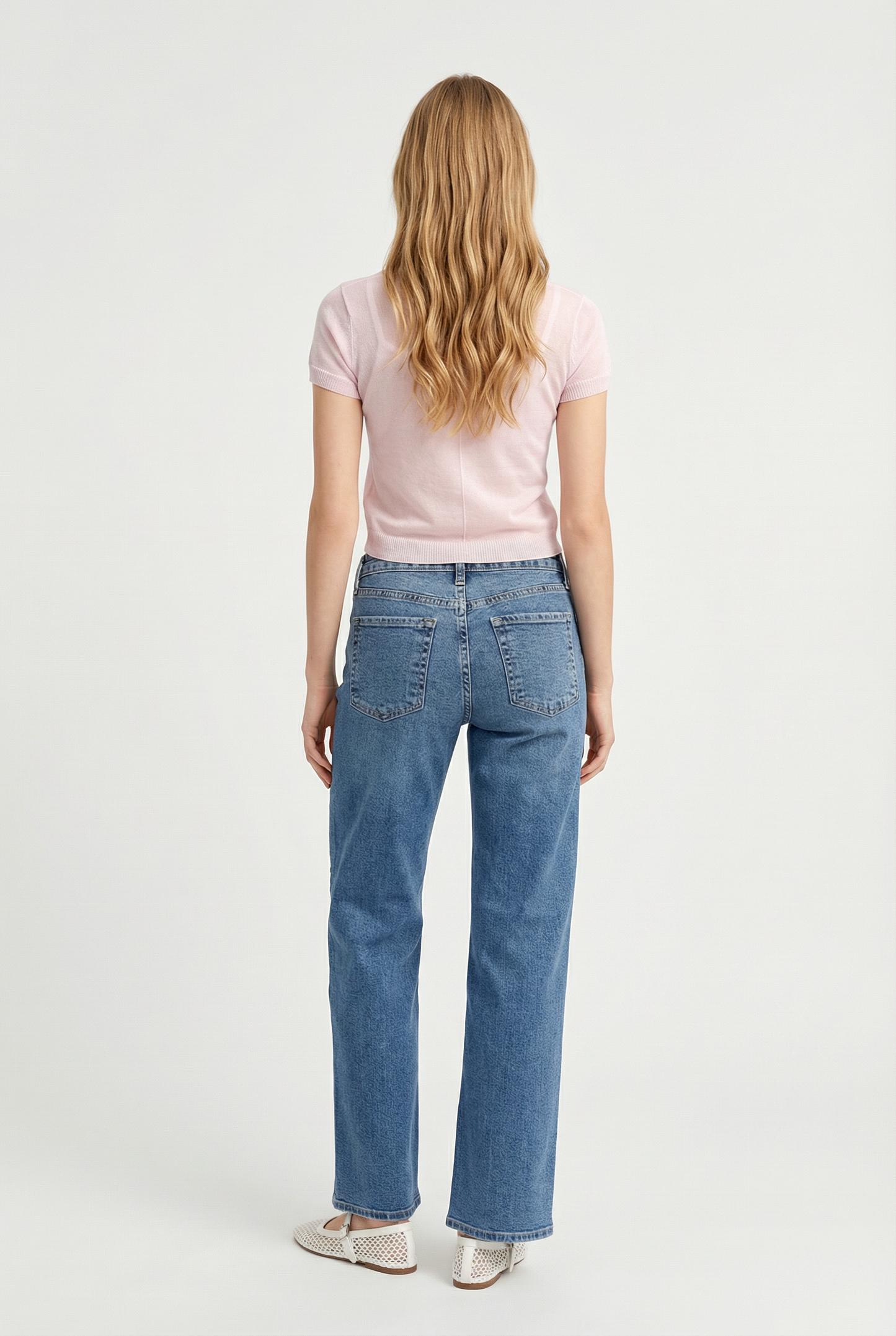 Mid Rise Slim Wide Leg