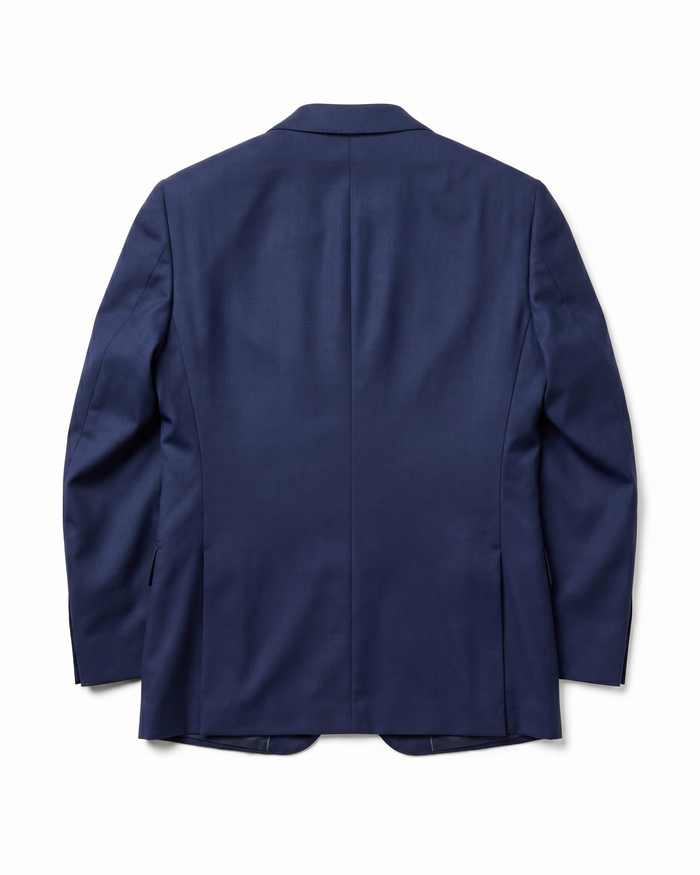 Arthur Black Solid Dark Blue Slim Fit Marzotto Gabardine Wool 2-Button Suit - The Suit Depot