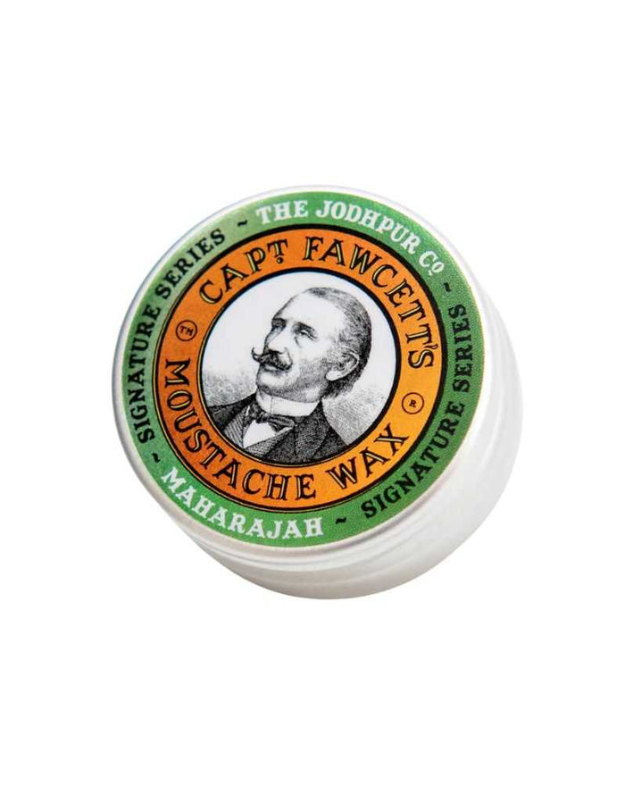 Captain Fawcett Maharajah Moustache Wax container with vintage logo