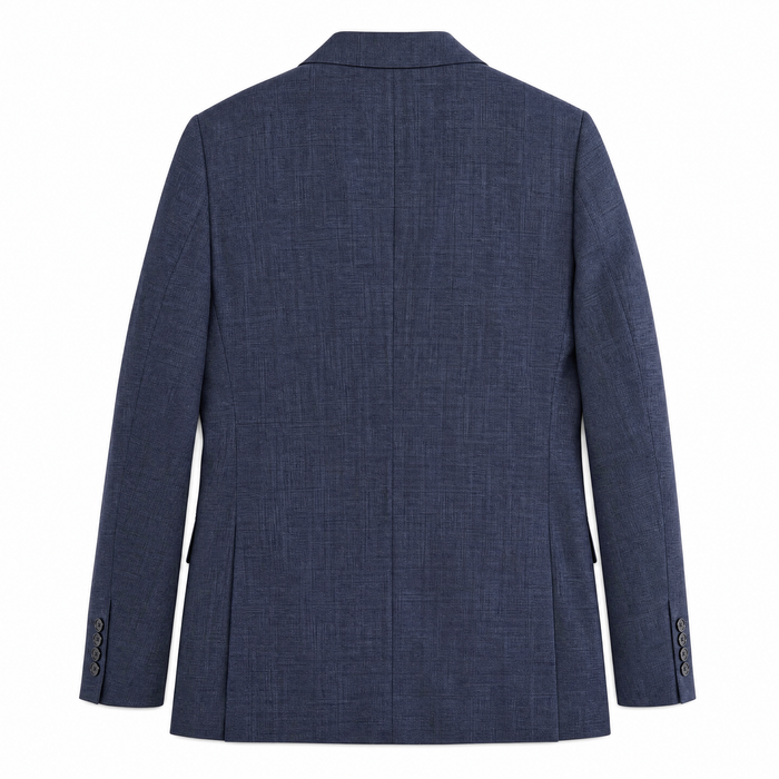 Raphael Mens Textured Blue Slim Fit Notch Lapel 2-Button Wool Suit
