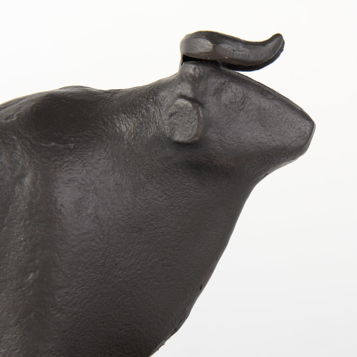 Set of Two 7" Black Fabric Bull Decorative Bookends