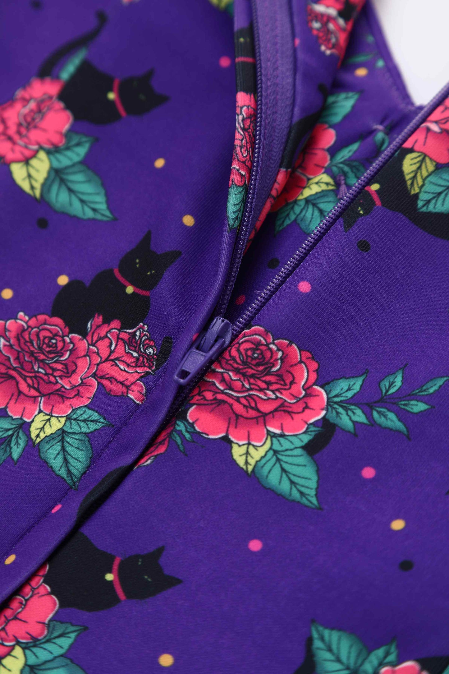 Lily Vintage Cat & Rose Off Shoulder Dress In Purple