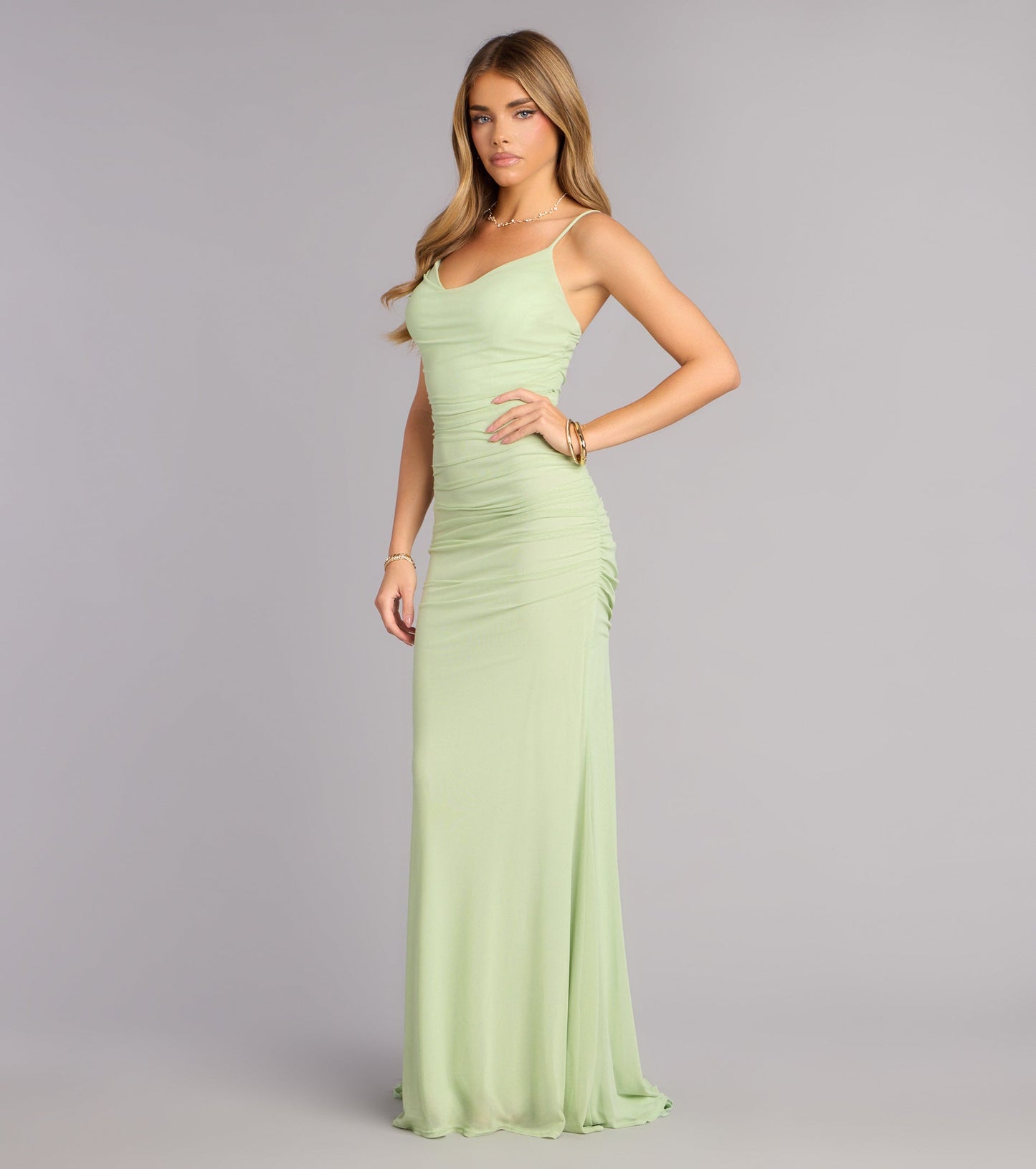 Bonnie Ruched Mesh Mermaid Dress