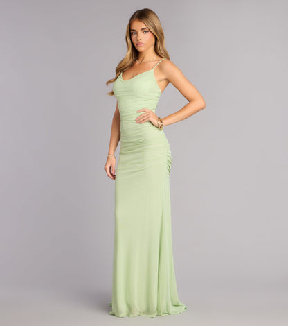 Bonnie Ruched Mesh Mermaid Dress