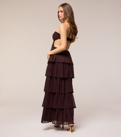 Soft Drama Strapless Tiered Ruffle Maxi Dress
