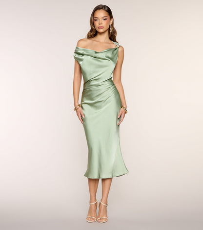 Candlelit Plans Satin Midi Dress