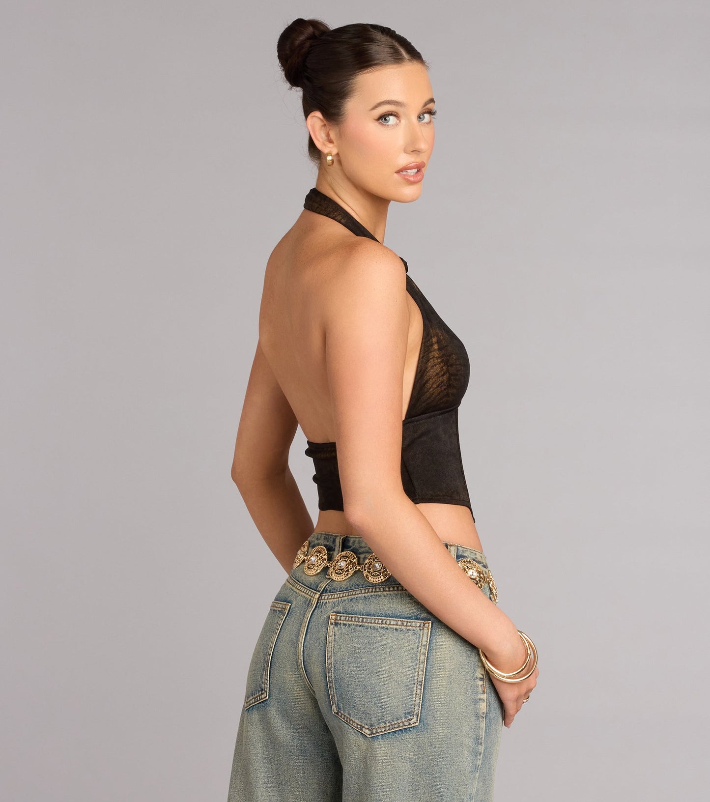 Bold Instinct Animal Print Halter Corset Top