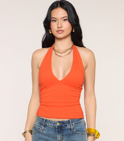 Keep It Cute V-Neck Halter Top