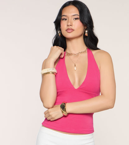 Keep It Cute V-Neck Halter Top