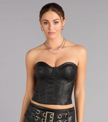 Midnight Edge Strapless Lace-Up Corset Top