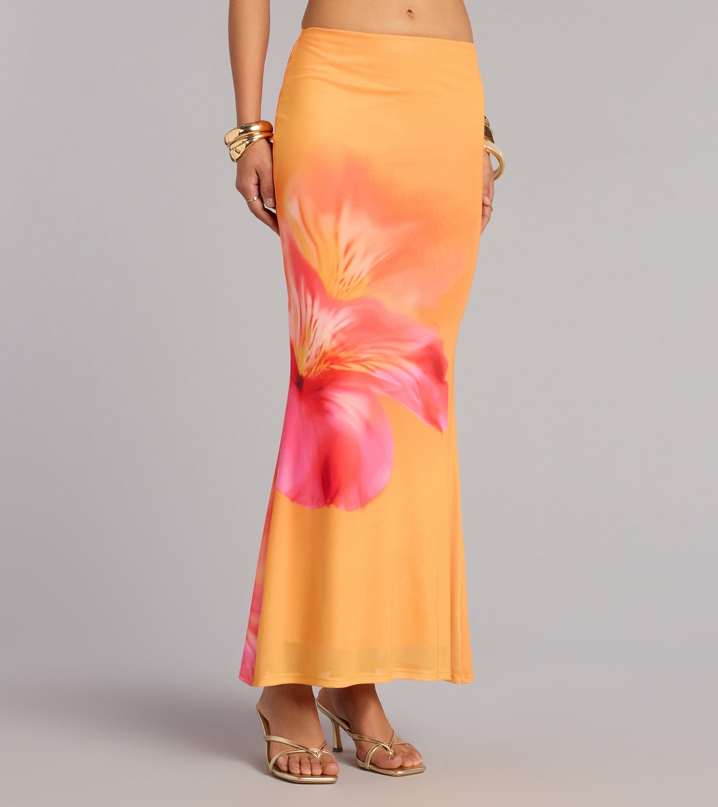 Sunset Mood Tropical Floral Maxi Skirt