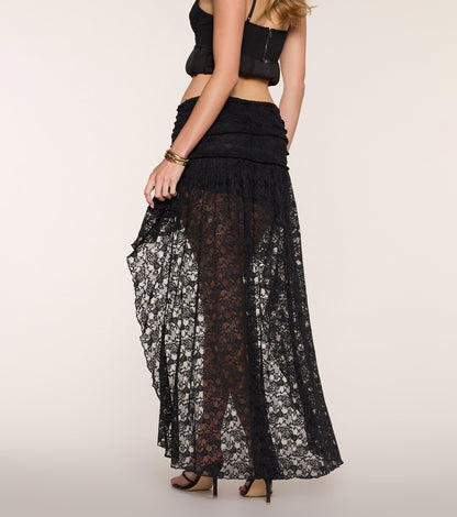 Boho Nights Lace High-Low Skirt