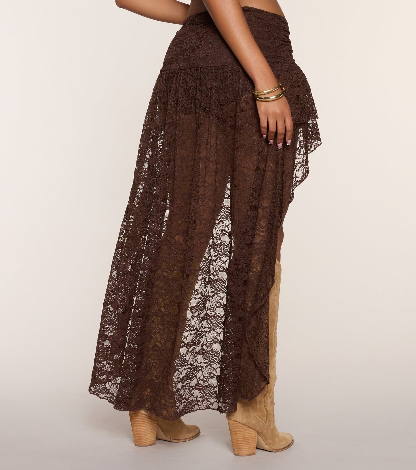 Boho Nights Lace High-Low Skirt