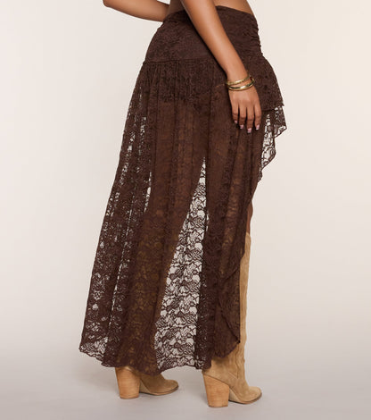 Boho Nights Lace High-Low Skirt