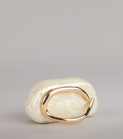 Polished Plans Pearlescent Metal Handle Clutch