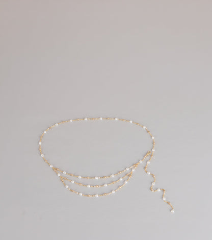 Delicate Glow Pearl Chain Belt