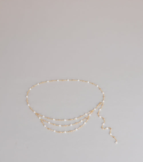 Delicate Glow Pearl Chain Belt