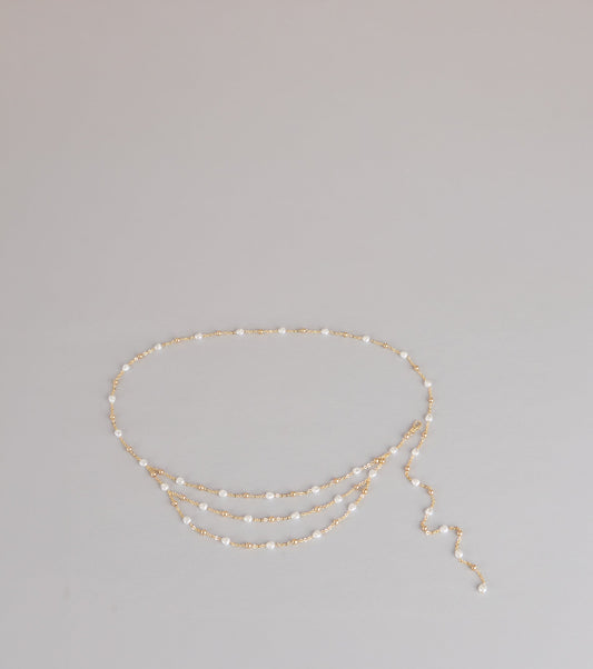 Delicate Glow Pearl Chain Belt