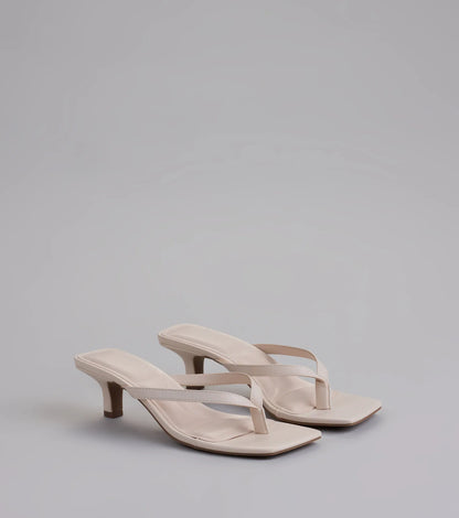 Feeling Chic Thong Square Toe Heels