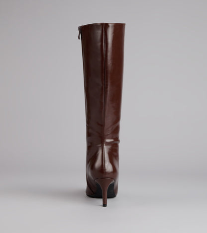 Sleek Stance Faux Leather Stiletto Boots