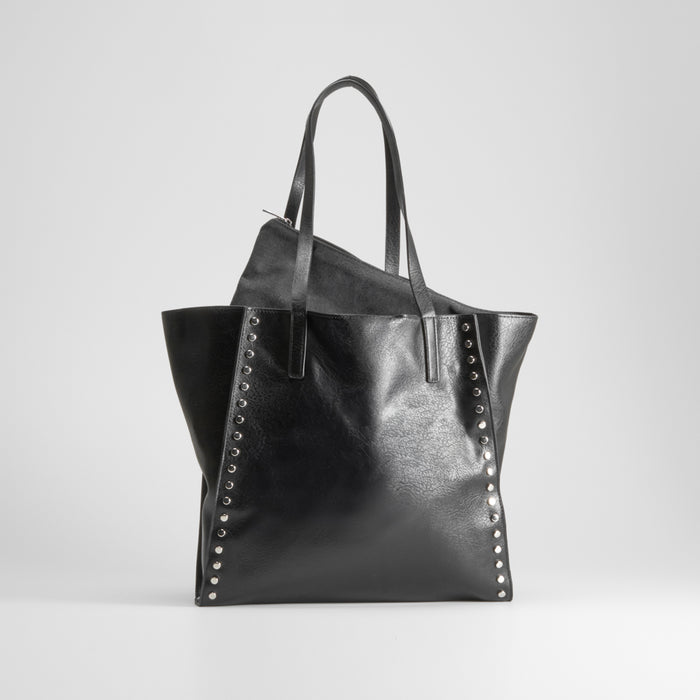 Bolso shopper negro con remaches PICCOLA PIU