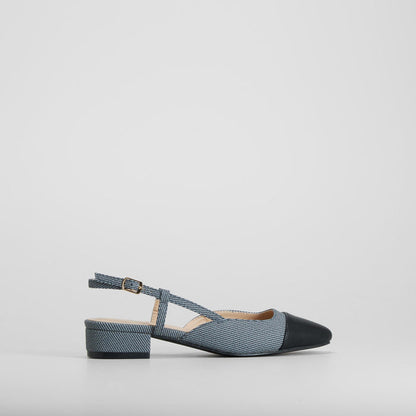 Zapato destalonado tacón medio azul PICCOLA PIU