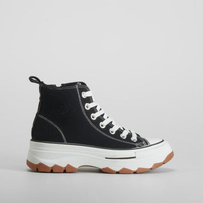 Zapatilla alta de lona chunky negra NYC