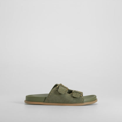 Sandalia bio tachas piel verde FOSCO