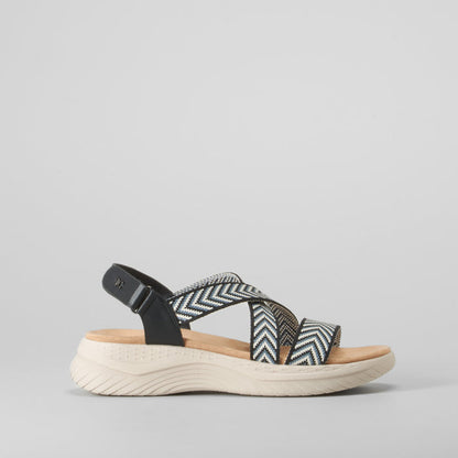 Sandalia con tiras nylon negra COMFEET