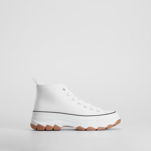 Zapatilla de lona alta chunky blanca NYC