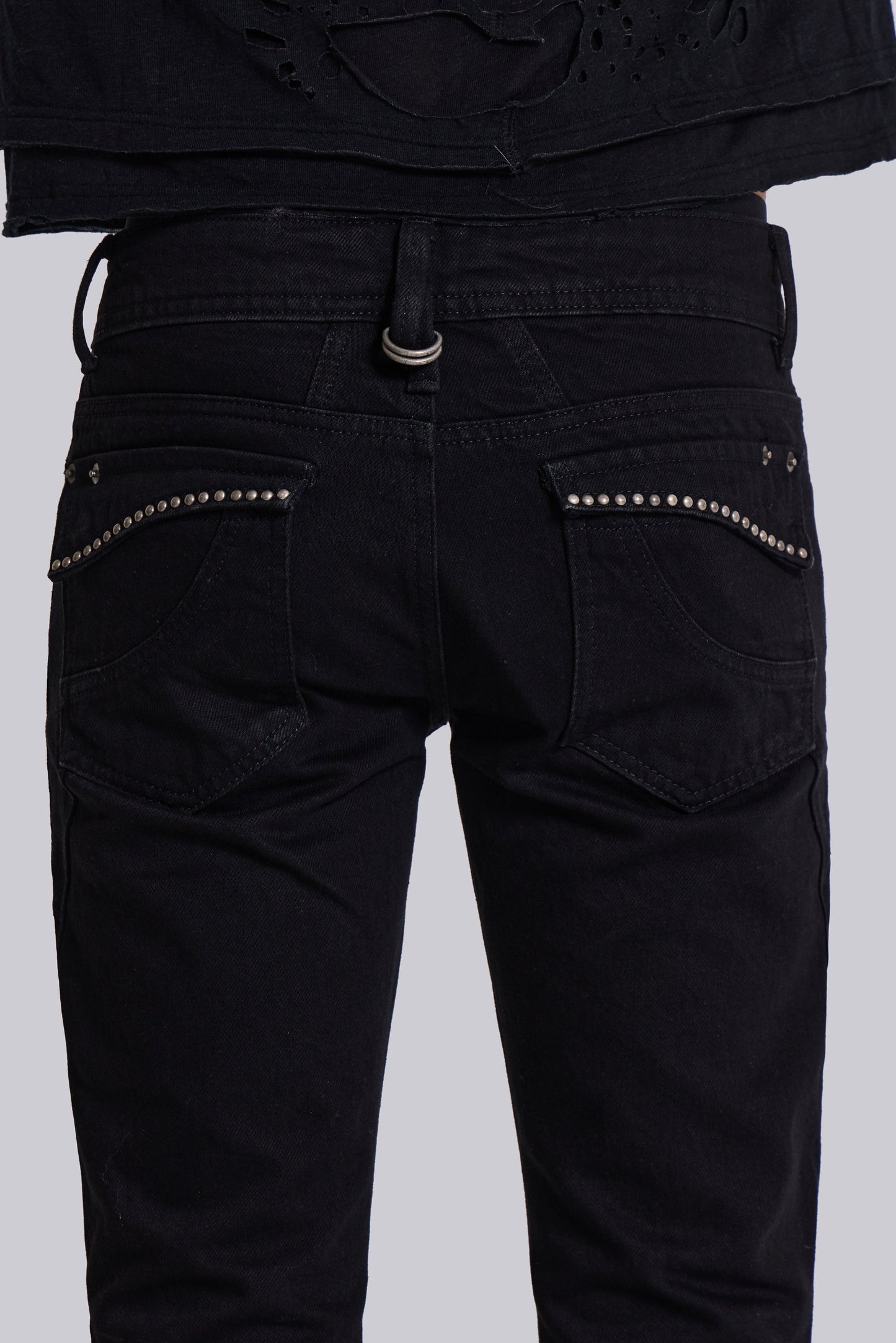 Jet Black Studded Drift Bootcut Jeans
