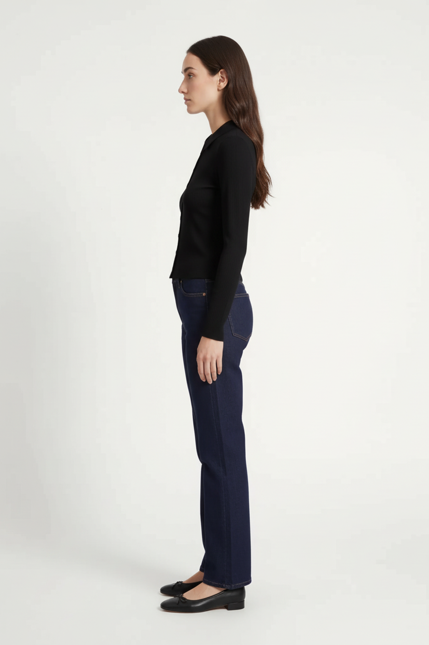 Amee Luxe Rib Long Sleeve Polo