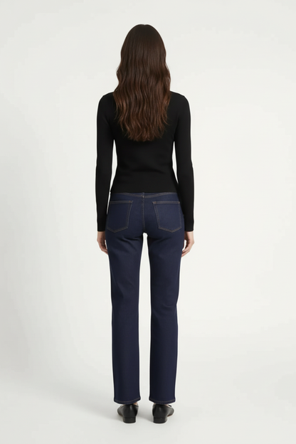 Amee Luxe Rib Long Sleeve Polo