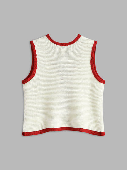 Color Block Knotted Sweater Vest