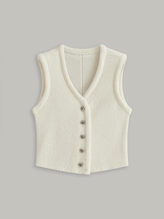 Button Front Sweater Vest