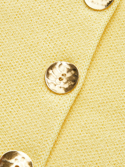 Sleeveless Square-Neck Buttoned Top With Split Hem