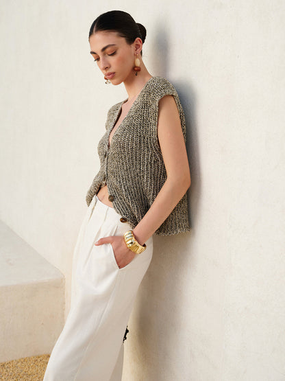 Knit Button-Down Vest