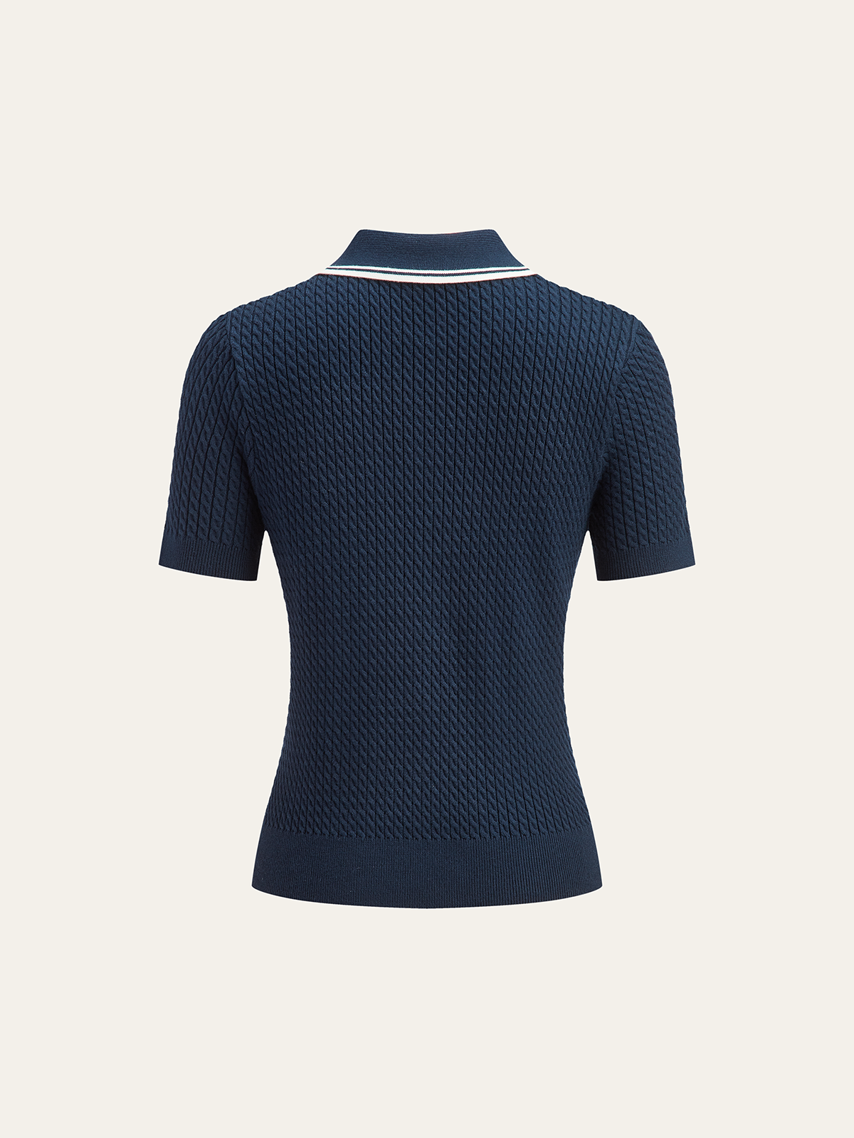 Plisse Lapel Knit Top