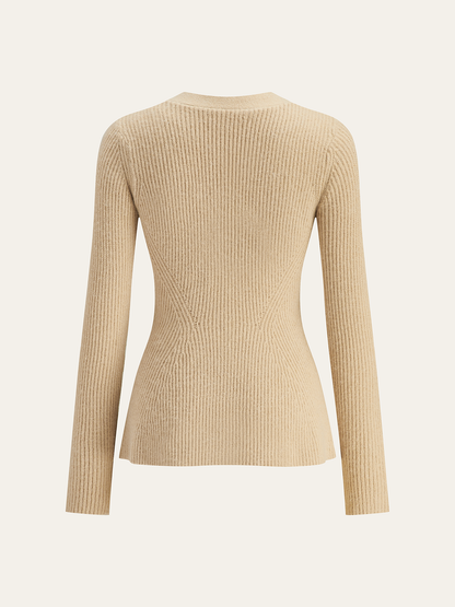 V-Neck Button Ribbed Cardigan