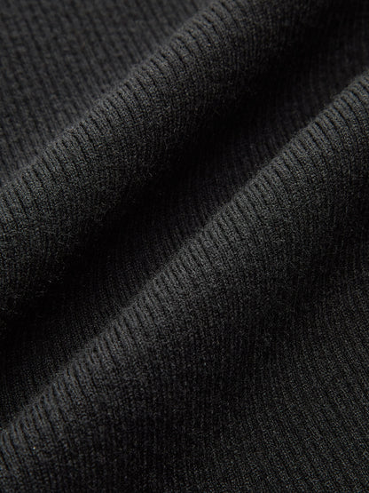 Bow Ribbed Flared Cuff Sweater