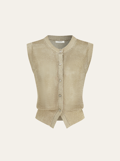 Knit Sleeveless Vest with Scarf