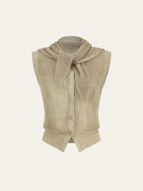 Knit Sleeveless Vest with Scarf