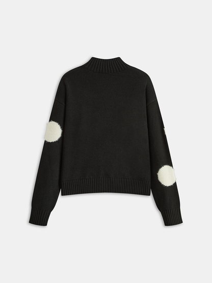 Large Polka Dot Mock Neck Sweater