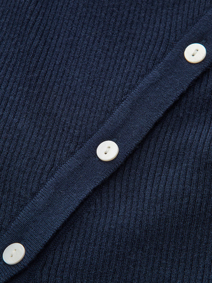 Asymmetric Lapel Button Front Knit Top