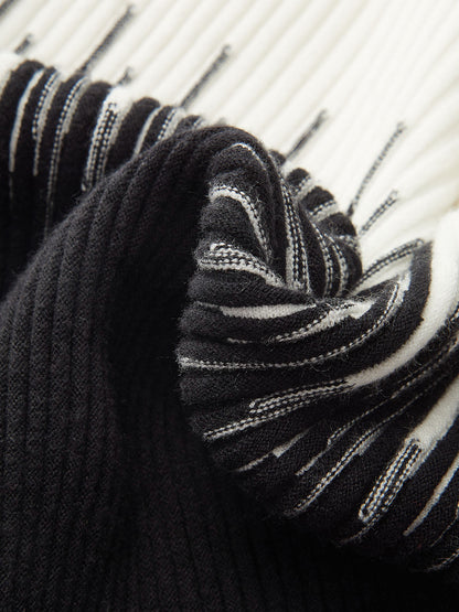 Geometric Pattern High Neck Sweater